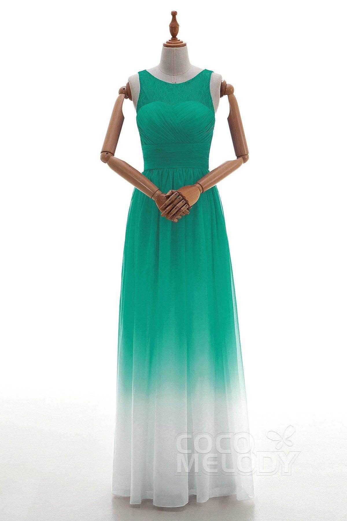 Sheath Floor Length Chiffon Lace Bridesmaid Dress Formal Dresses BD160002 - COCOMELODY